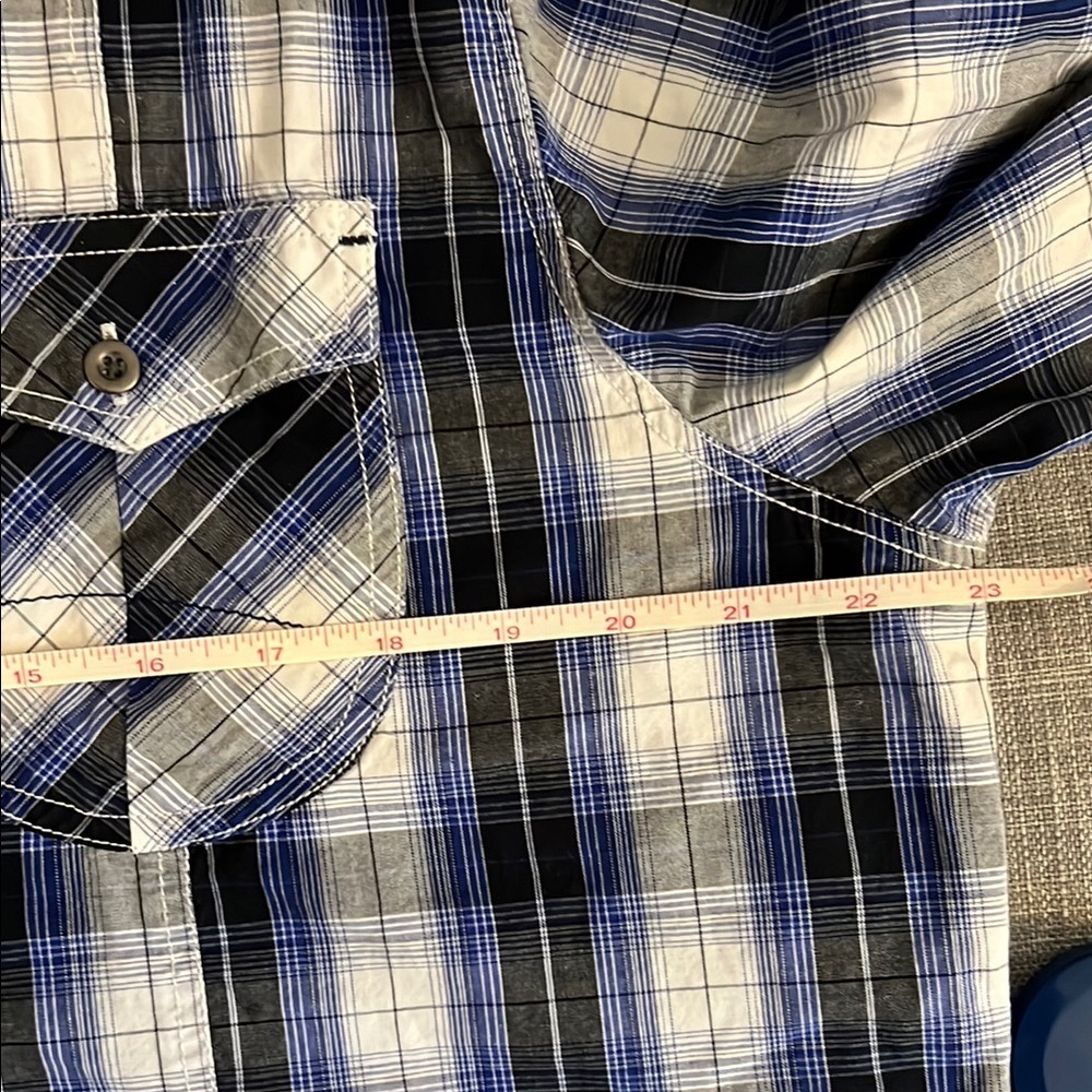 Eighty Eight Western Blue Plaid Shirt XL Snap Button Cowboy Western Style - Picture 6 of 7